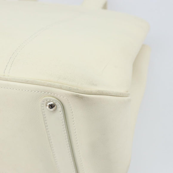 Salvatore Ferragamo Hand Bag Leather White Silver Auth BA9927
