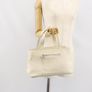 Salvatore Ferragamo Hand Bag Leather White Silver Auth BA9927-24