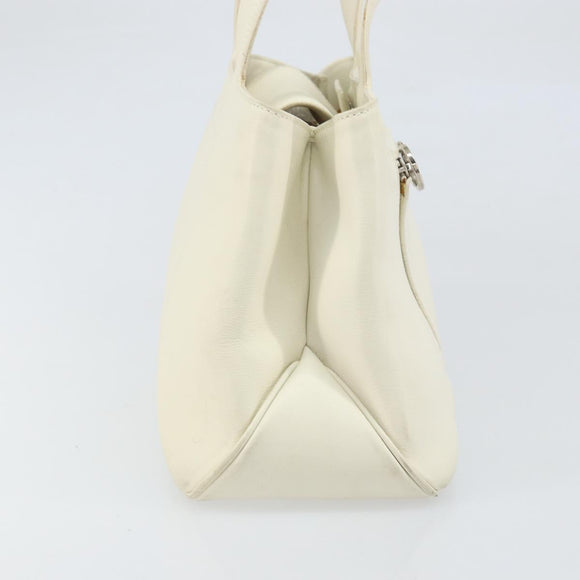 Salvatore Ferragamo Hand Bag Leather White Silver Auth BA9927
