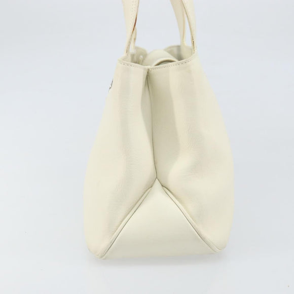 Salvatore Ferragamo Hand Bag Leather White Silver Auth BA9927