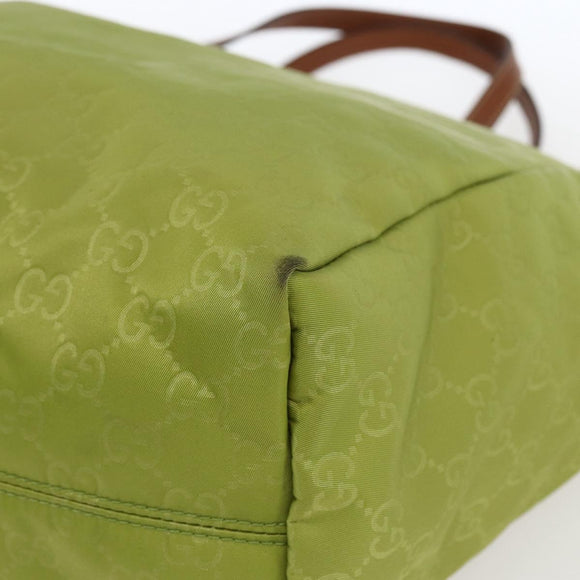 GUCCI GG Nylon Tote Bag LIme Green 282439 Auth BA9930