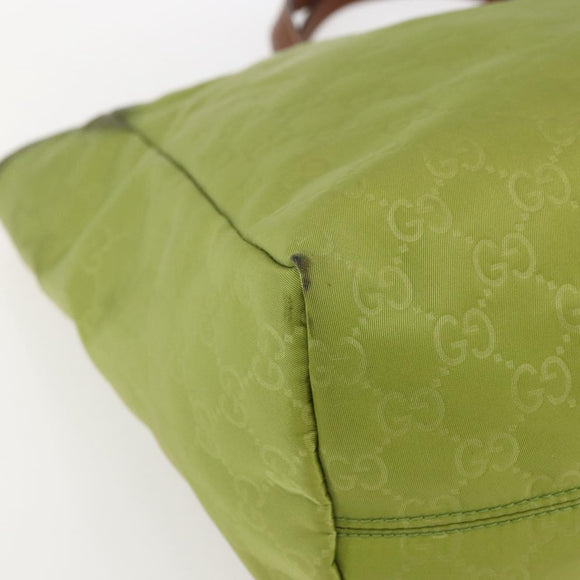 GUCCI GG Nylon Tote Bag LIme Green 282439 Auth BA9930