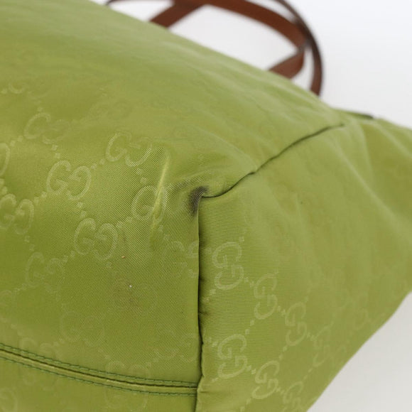 GUCCI GG Nylon Tote Bag LIme Green 282439 Auth BA9930