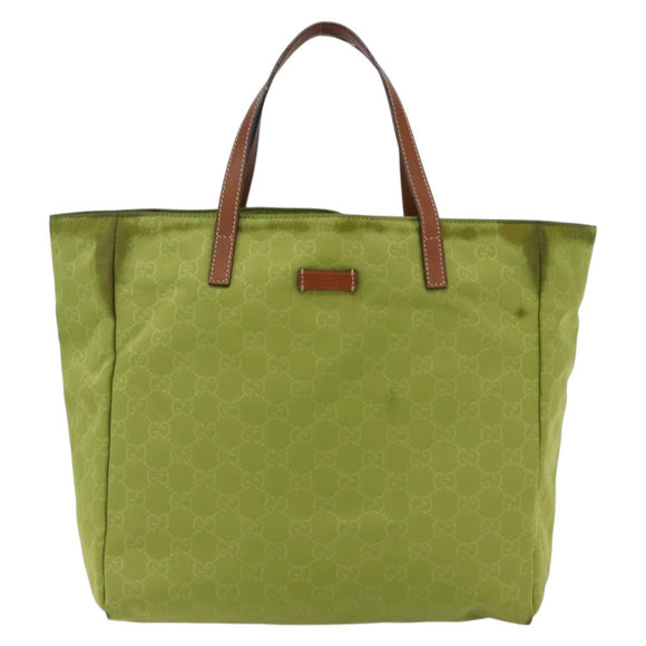 GUCCI GG Nylon Tote Bag LIme Green 282439 Auth BA9930