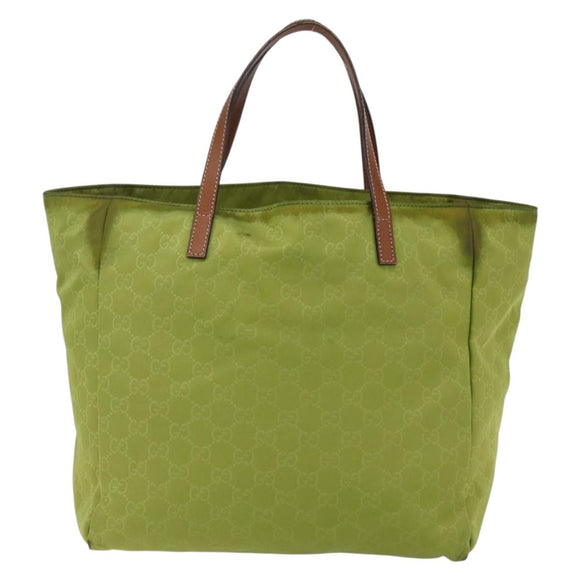 GUCCI GG Nylon Tote Bag LIme Green 282439 Auth BA9930
