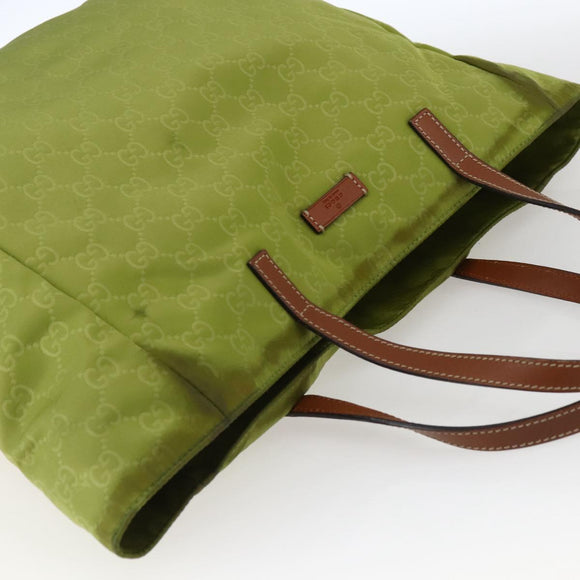 GUCCI GG Nylon Tote Bag LIme Green 282439 Auth BA9930