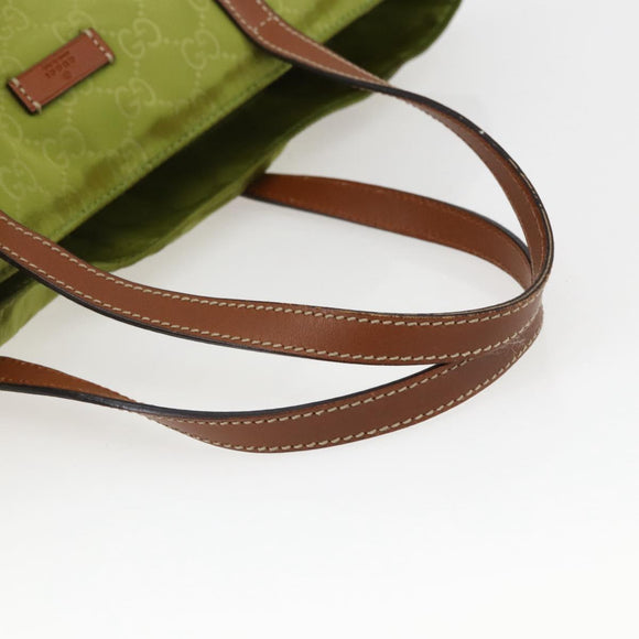 GUCCI GG Nylon Tote Bag LIme Green 282439 Auth BA9930