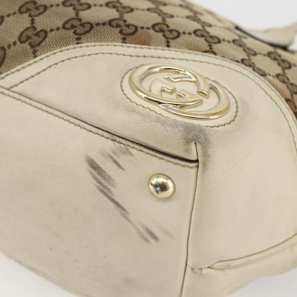 GUCCI GG Canvas Tote Bag Beige Gold 169946 Auth BA9932
