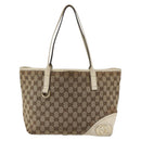 GUCCI GG Canvas Tote Bag Beige Gold 169946 Auth BA9932-13