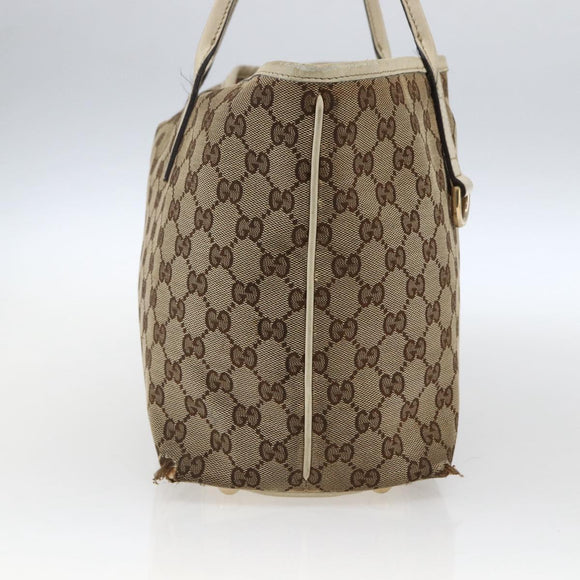 GUCCI GG Canvas Tote Bag Beige Gold 169946 Auth BA9932