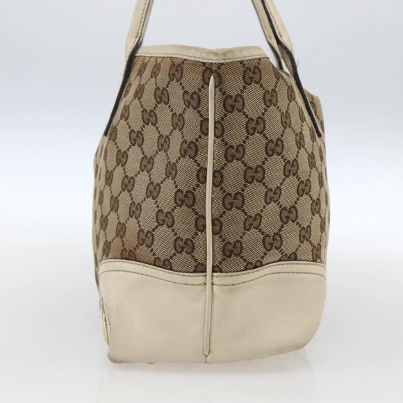 GUCCI GG Canvas Tote Bag Beige Gold 169946 Auth BA9932