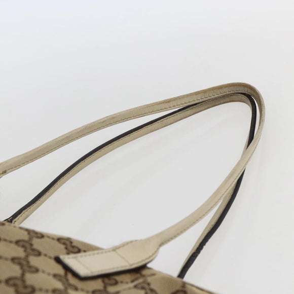 GUCCI GG Canvas Tote Bag Beige Gold 169946 Auth BA9932