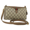 GUCCI GG Supreme Web Sherry Line Bag PVC Beige Gold 89 02 018 Auth BA9939-1