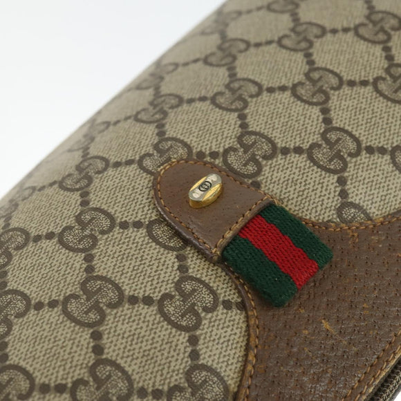 GUCCI GG Supreme Web Sherry Line Bag PVC Beige Gold 89 02 018 Auth BA9939