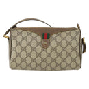 GUCCI GG Supreme Web Sherry Line Bag PVC Beige Gold 89 02 018 Auth BA9939-2