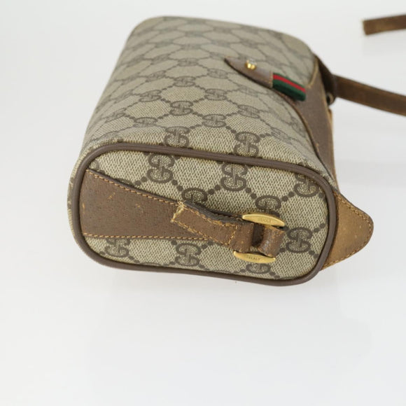 GUCCI GG Supreme Web Sherry Line Bag PVC Beige Gold 89 02 018 Auth BA9939