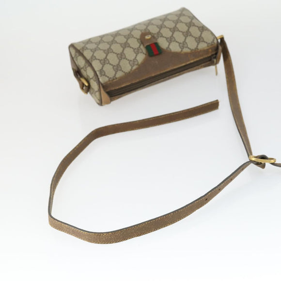 GUCCI GG Supreme Web Sherry Line Bag PVC Beige Gold 89 02 018 Auth BA9939