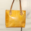 LOUIS VUITTON Monogram Vernis Houston Hand Bag Jaune M91121 LV Auth BA994-27