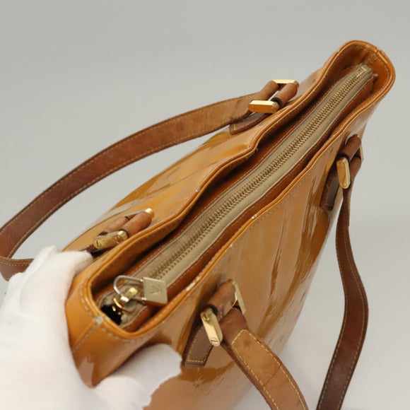 LOUIS VUITTON Monogram Vernis Houston Hand Bag Jaune M91121 LV Auth BA994