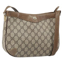 GUCCI GG Supreme Shoulder Bag PVC Beige Gold Auth BA9940-1
