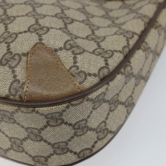 GUCCI GG Supreme Shoulder Bag PVC Beige Gold Auth BA9940