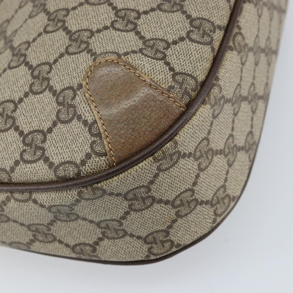 GUCCI GG Supreme Shoulder Bag PVC Beige Gold Auth BA9940