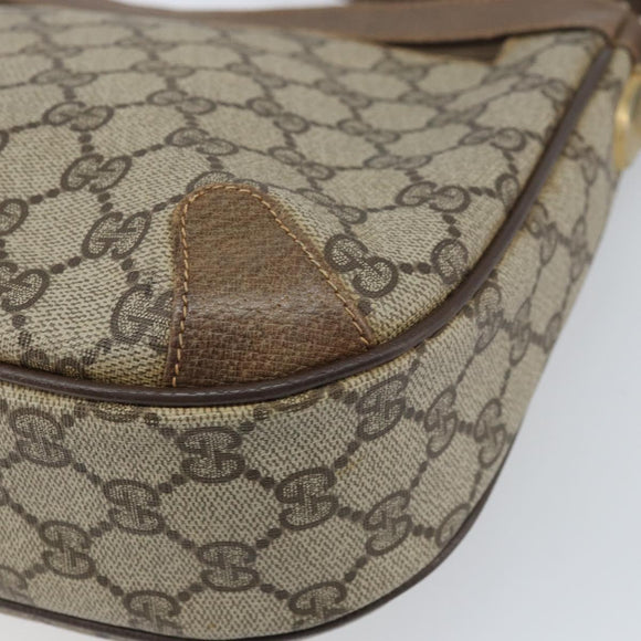 GUCCI GG Supreme Shoulder Bag PVC Beige Gold Auth BA9940