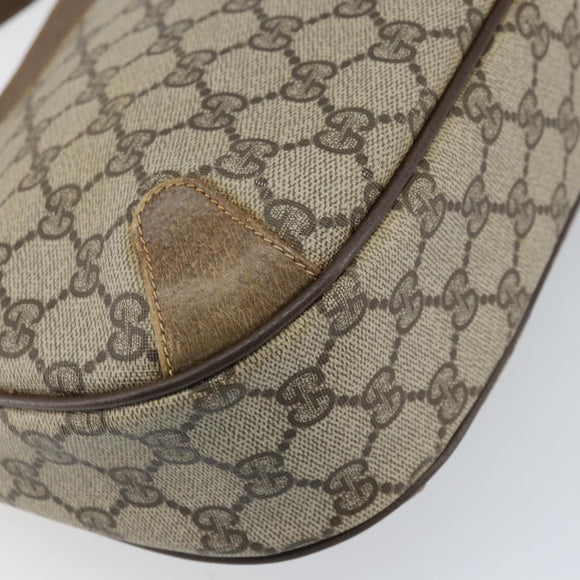 GUCCI GG Supreme Shoulder Bag PVC Beige Gold Auth BA9940