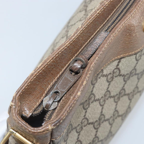 GUCCI GG Supreme Shoulder Bag PVC Beige Gold Auth BA9940