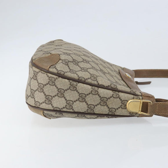GUCCI GG Supreme Shoulder Bag PVC Beige Gold Auth BA9940