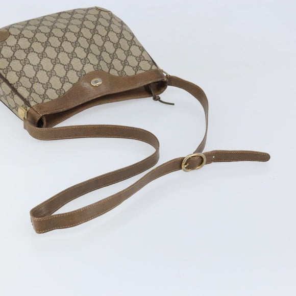 GUCCI GG Supreme Shoulder Bag PVC Beige Gold Auth BA9940