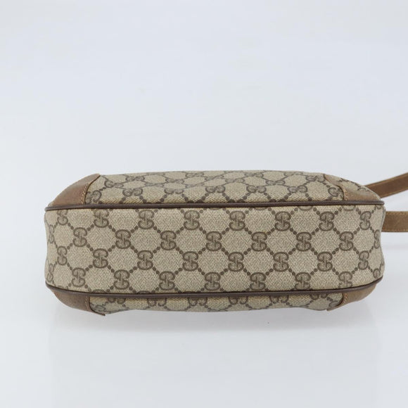 GUCCI GG Supreme Shoulder Bag PVC Beige Gold Auth BA9940