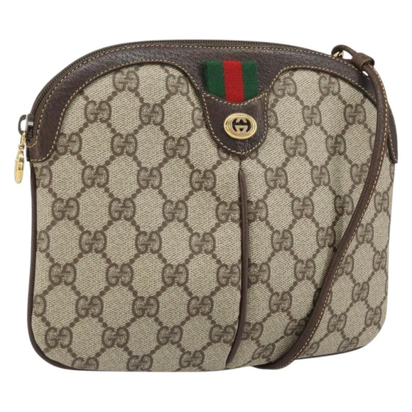 GUCCI GG Supreme Web Sherry Line Bag PVC Beige Gold 904 02 047 Auth BA9941