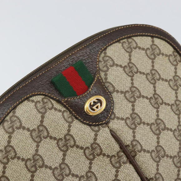 GUCCI GG Supreme Web Sherry Line Bag PVC Beige Gold 904 02 047 Auth BA9941