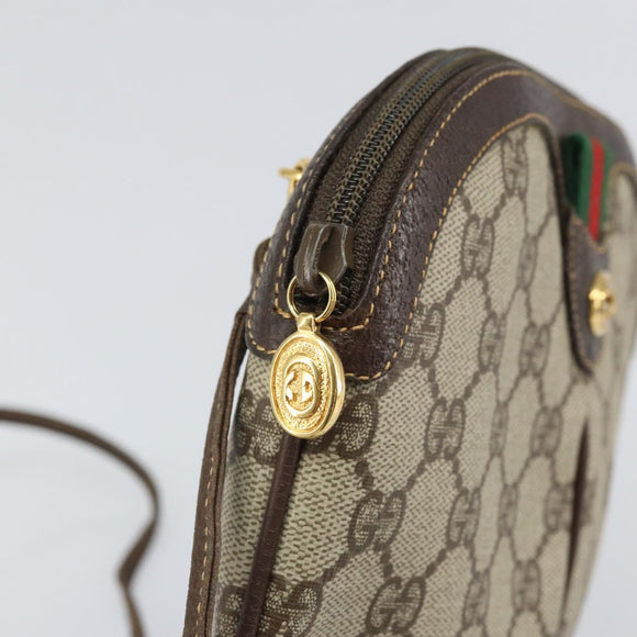 GUCCI GG Supreme Web Sherry Line Bag PVC Beige Gold 904 02 047 Auth BA9941