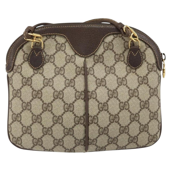 GUCCI GG Supreme Web Sherry Line Bag PVC Beige Gold 904 02 047 Auth BA9941
