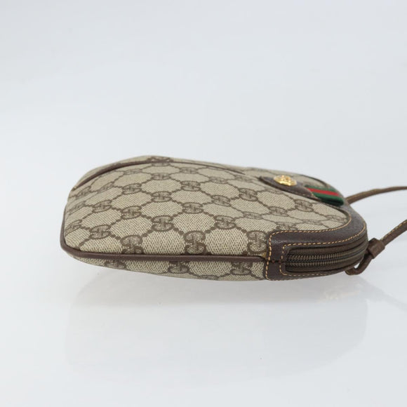 GUCCI GG Supreme Web Sherry Line Bag PVC Beige Gold 904 02 047 Auth BA9941