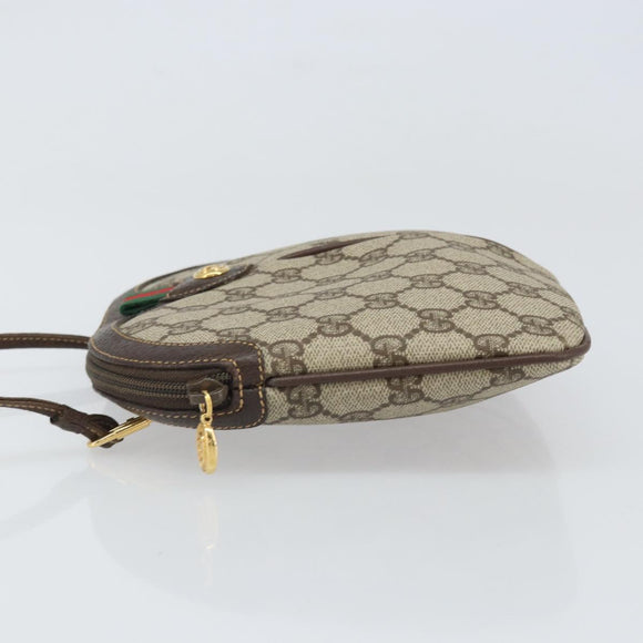 GUCCI GG Supreme Web Sherry Line Bag PVC Beige Gold 904 02 047 Auth BA9941