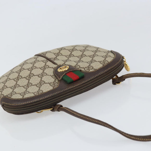 GUCCI GG Supreme Web Sherry Line Bag PVC Beige Gold 904 02 047 Auth BA9941