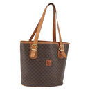 CELINE Macadam Canvas Tote Bag PVC Leather Brown Gold Auth BA9942-1
