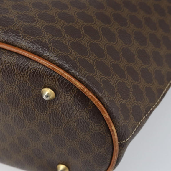 CELINE Macadam Canvas Tote Bag PVC Leather Brown Gold Auth BA9942