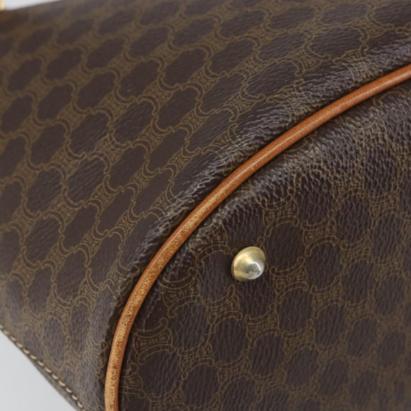 CELINE Macadam Canvas Tote Bag PVC Leather Brown Gold Auth BA9942