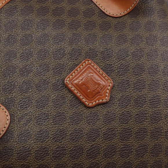 CELINE Macadam Canvas Tote Bag PVC Leather Brown Gold Auth BA9942