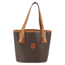CELINE Macadam Canvas Tragetasche PVC Leder Braun Gold Auth BA9942-13