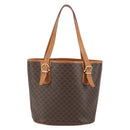 CELINE Macadam Canvas Tote Bag PVC Leather Brown Gold Auth BA9942-3