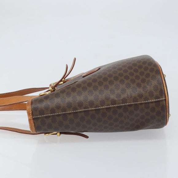 CELINE Macadam Canvas Tragetasche PVC Leder Braun Gold Auth BA9942