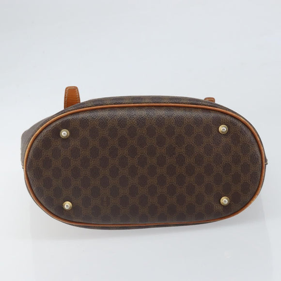 CELINE Macadam Canvas Tote Bag PVC Leather Brown Gold Auth BA9942