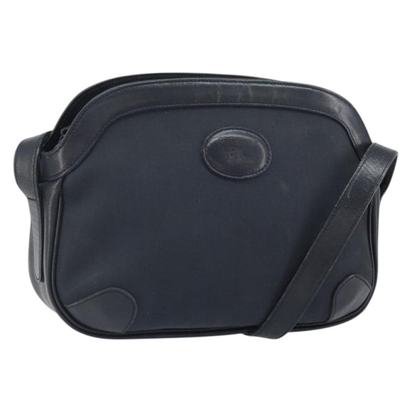 Burberrys Shoulder Bag Leather Navy Gold Auth BA9943