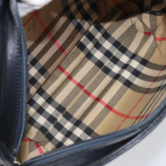 Burberrys Shoulder Bag Leather Navy Gold Auth BA9943