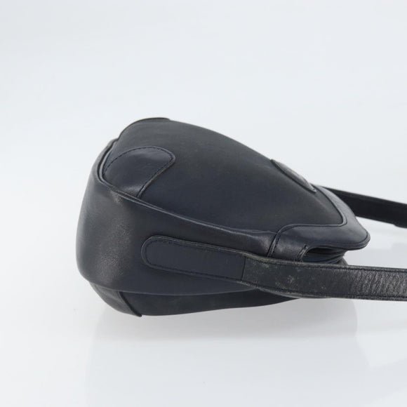 Burberrys Shoulder Bag Leather Navy Gold Auth BA9943